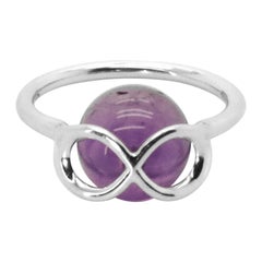 18K White Gold Infinity Symbol Interchangeable Gems Amethyst Cocktail Ring