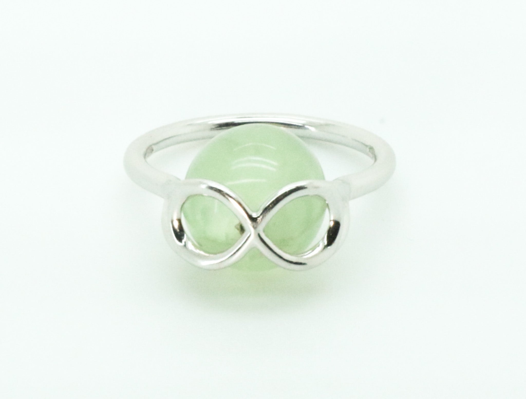 Simbolo dell'Infinito in oro bianco 18K Gemme intercambiabili Prehnite Oro  Anello da cocktail