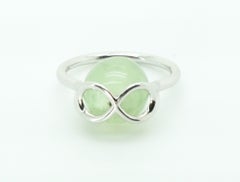 18K White Gold Infinity Symbol Interchangeable Gems Prehnite Gold  Cocktail Ring