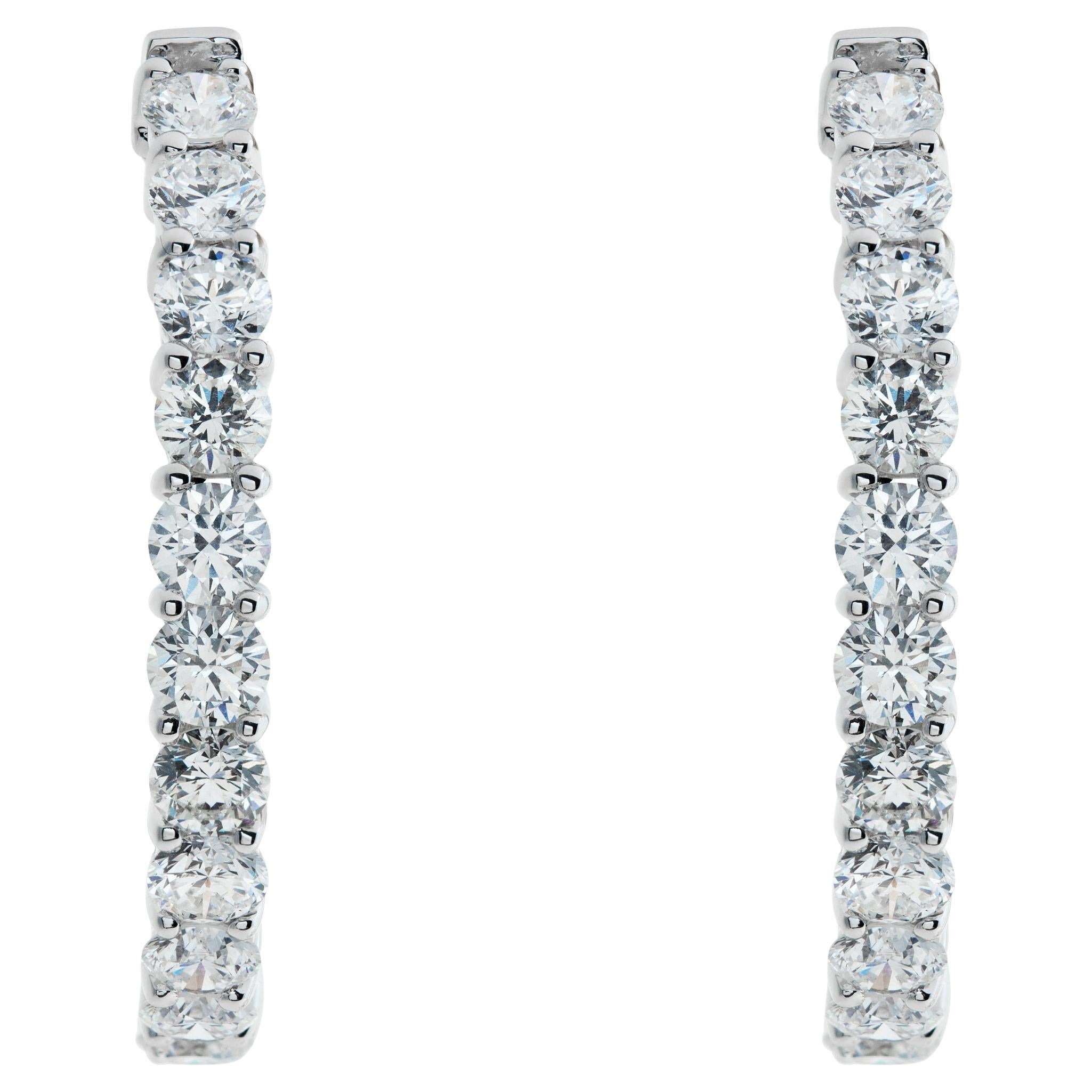 18k white gold inside-out diamond hoop earrings