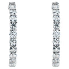 Vintage 18k white gold inside-out diamond hoop earrings