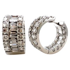 18k White Gold Inside Outside Hoop Diamond Earrings