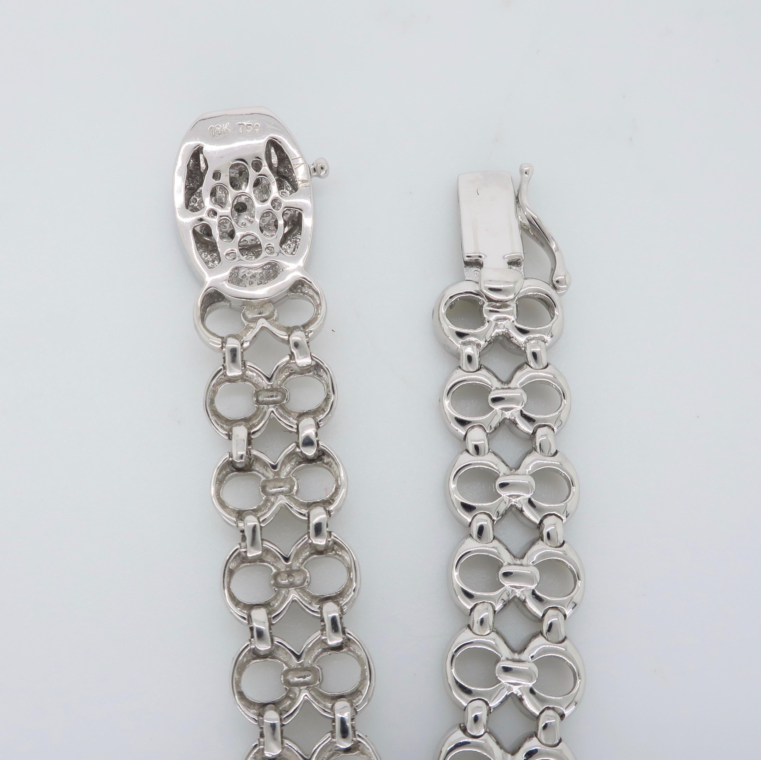 18 Karat White Gold Interlocking Link Diamond Bracelet 1