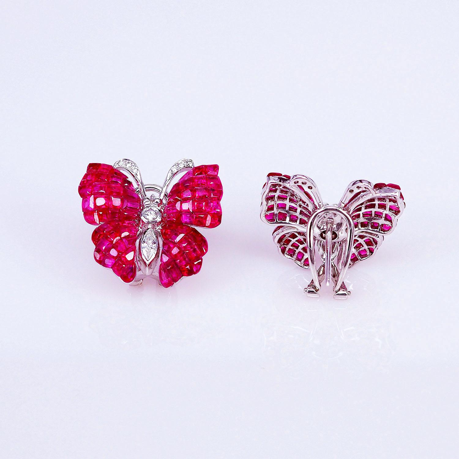 ruby butterfly earrings