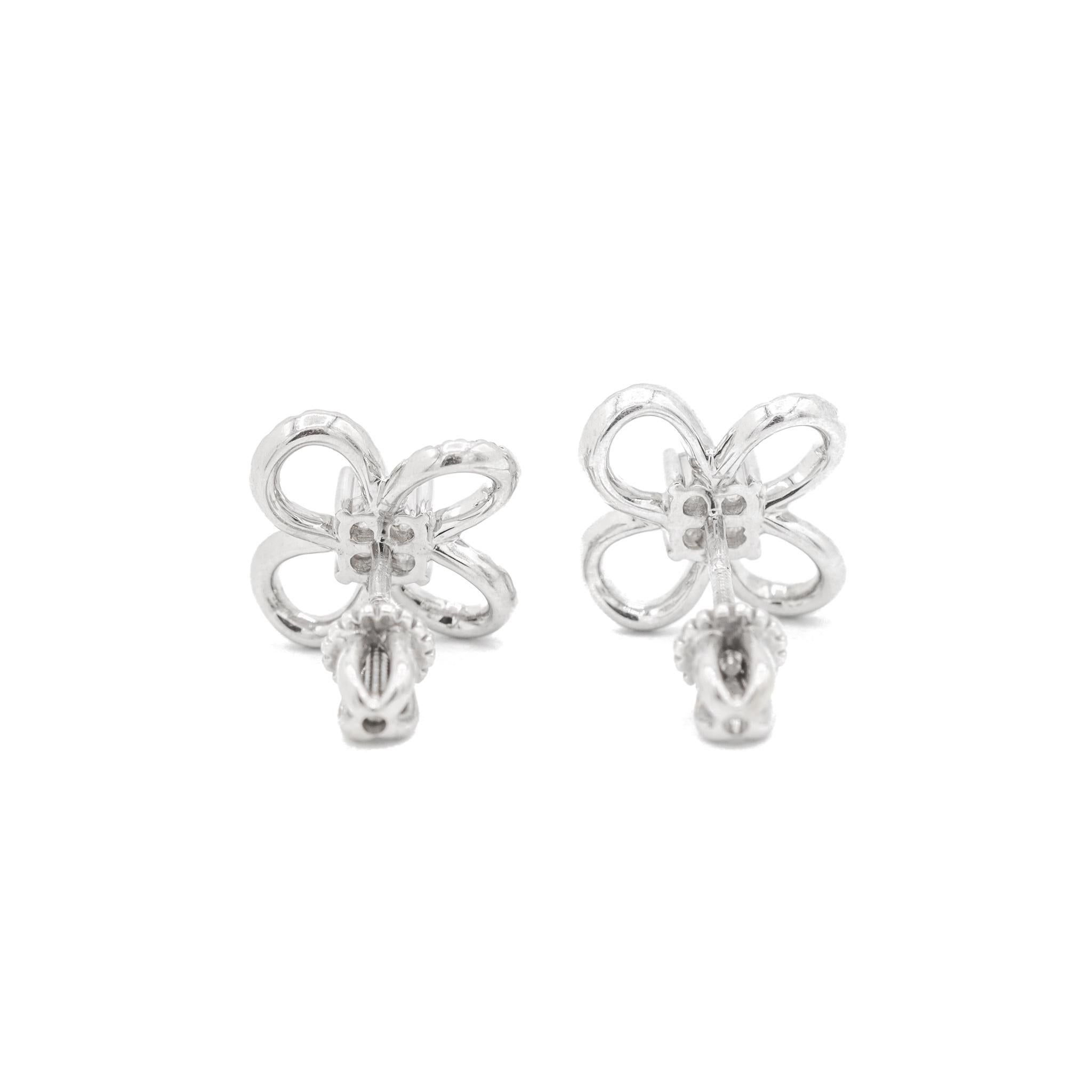 Women's 18K White Gold Invisible Diamond Cluster Earrings
