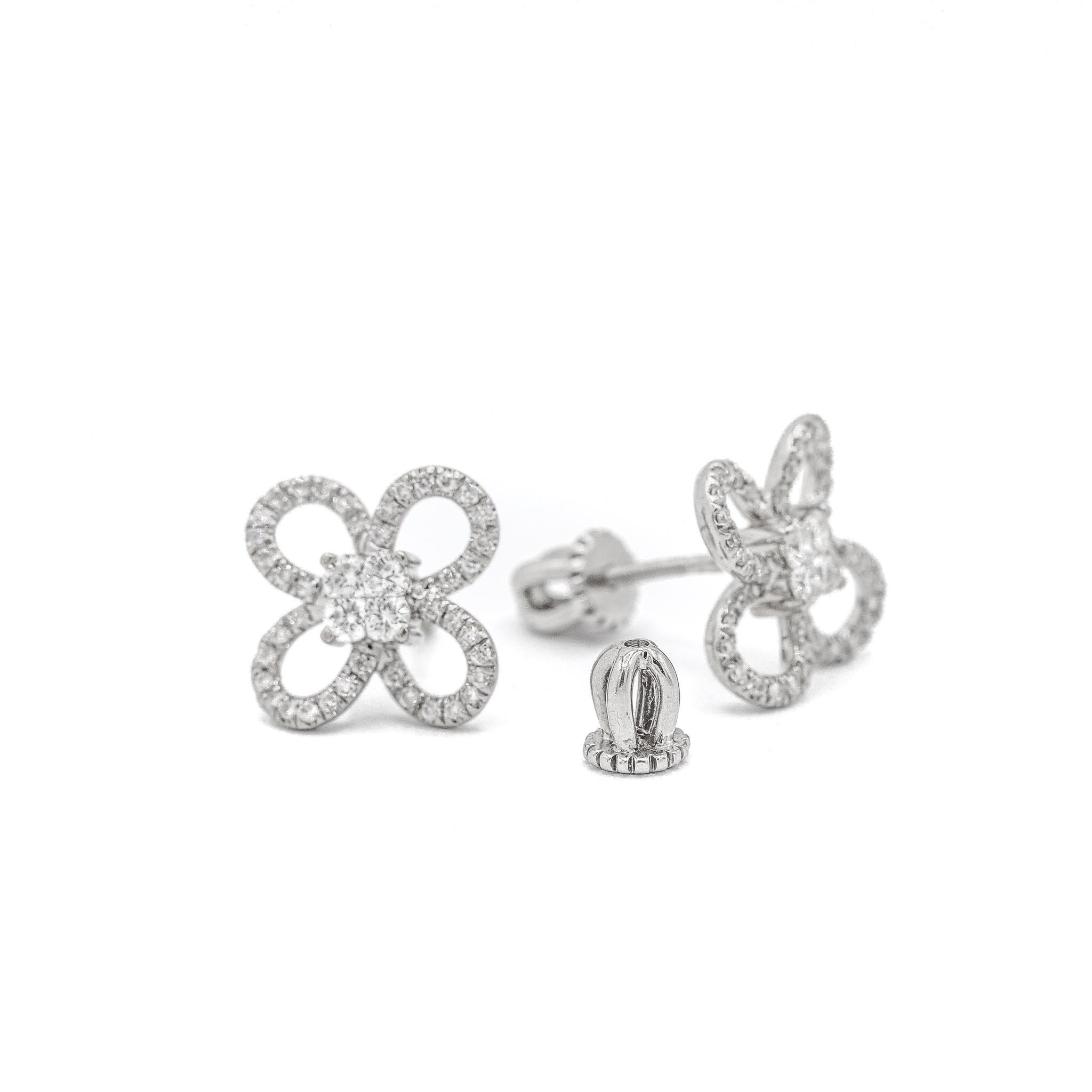 18K White Gold Invisible Diamond Cluster Earrings 1