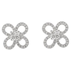 18K White Gold Invisible Diamond Cluster Earrings