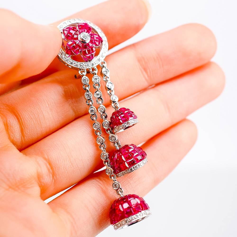 We use top quality Ruby which make in invisible setting. We set the stone in perfection as we are professional in this kind of setting more than 40 years. The invisible is a highly technique. We cut and groove every stone .Therefore; we can