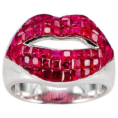 18K White gold invisible Ruby Ring 'Lip'