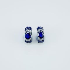 18K White gold invisible Sapphire Hoop Earrings