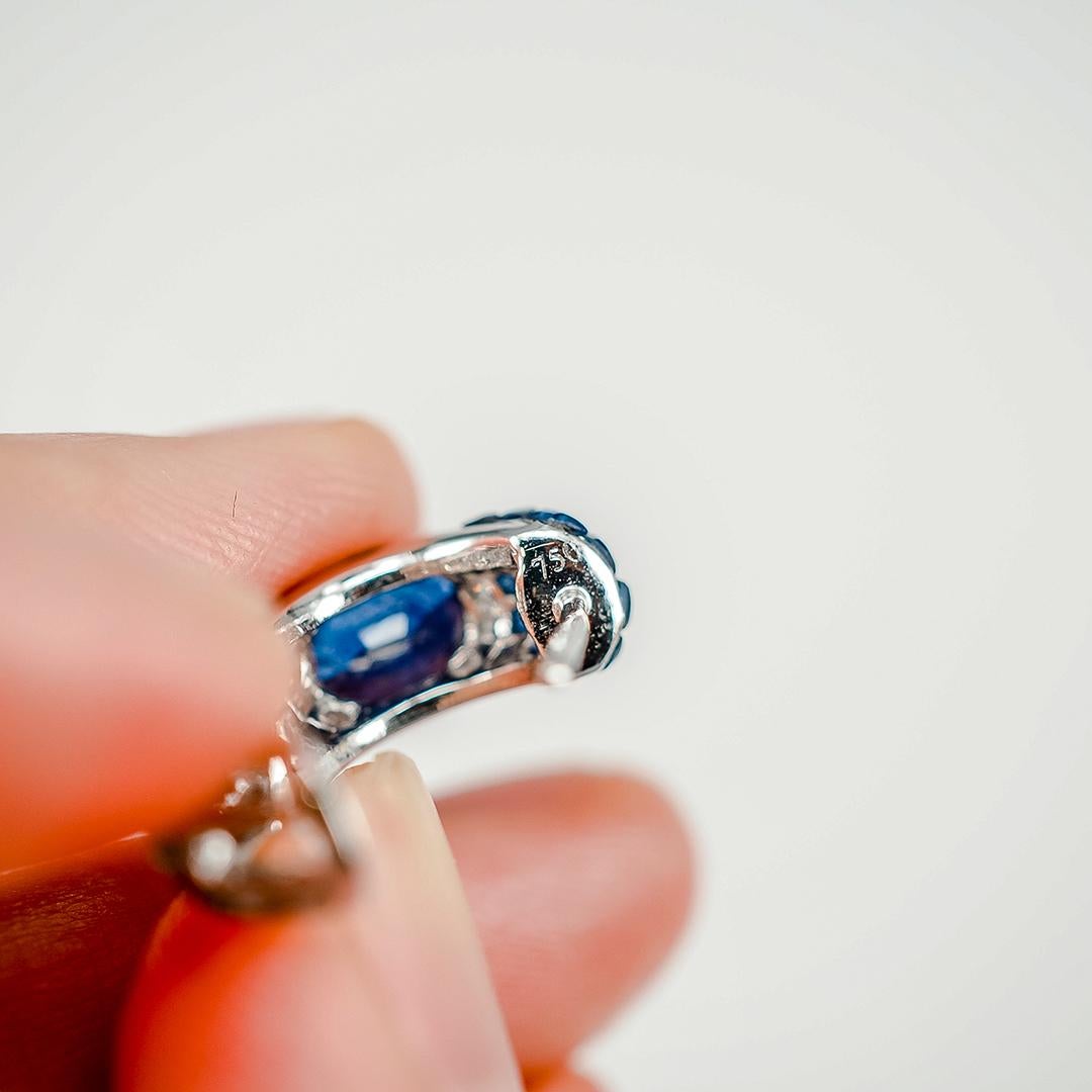 18K White gold invisible Sapphire Hoop Earrings For Sale 1