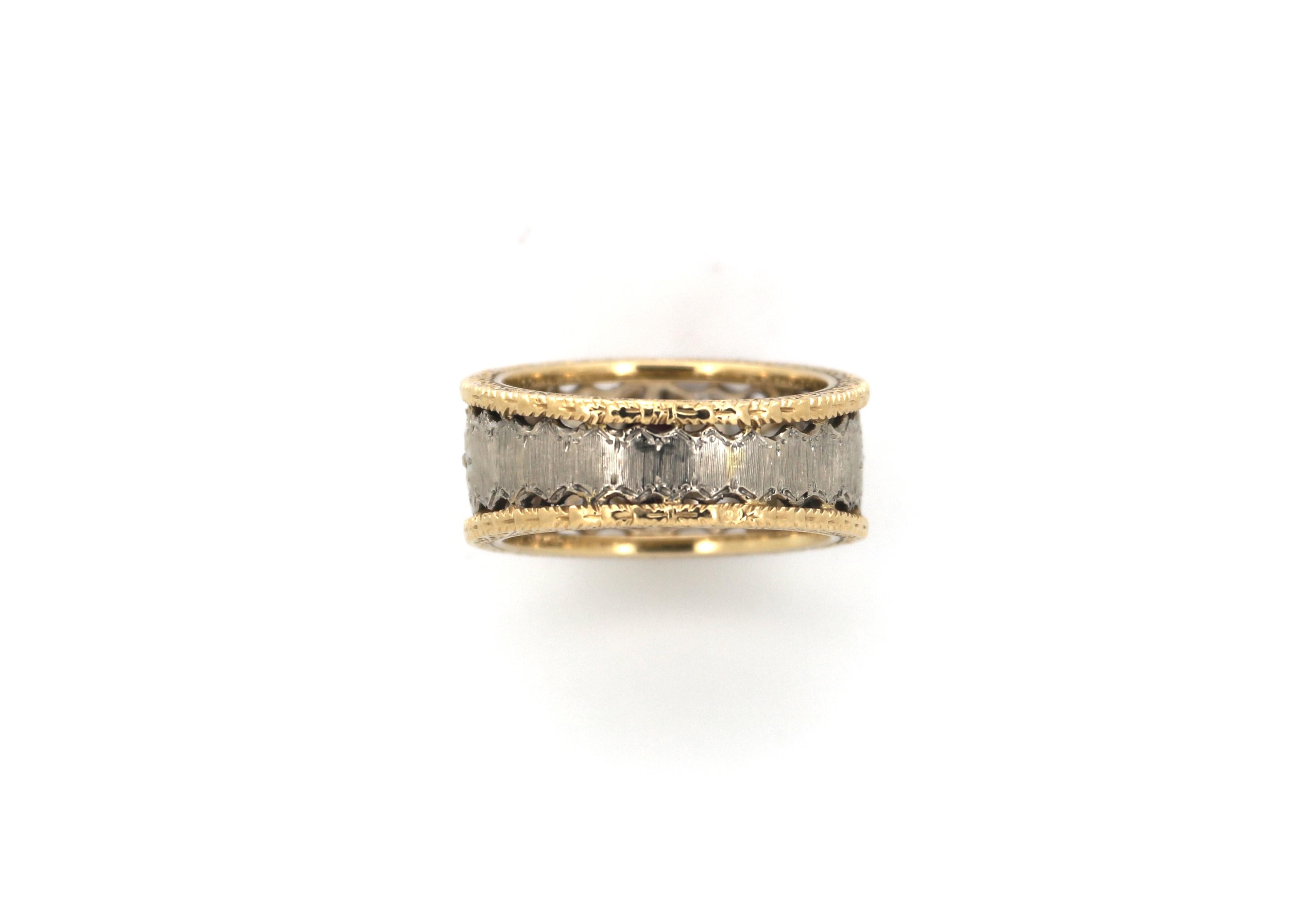 Italienischer Diamant- und Rubinring aus 18 Karat Weißgold (Moderne) im Angebot