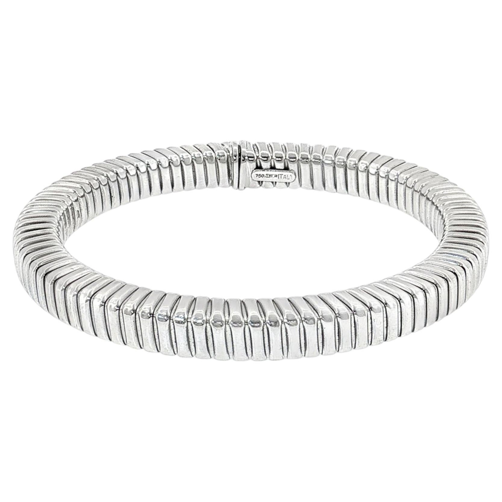 18K White Gold Italian Flex Bangle Bracelet – 8” inches