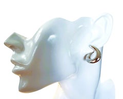 14K White Gold High Polish Chubby Asymmetrical Hoop Earrings by Carla