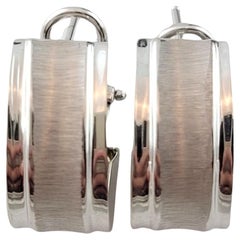 18K White Gold J Hoop Earrings #16268