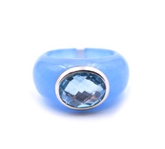 18k White Gold Jade and Topaz Ring