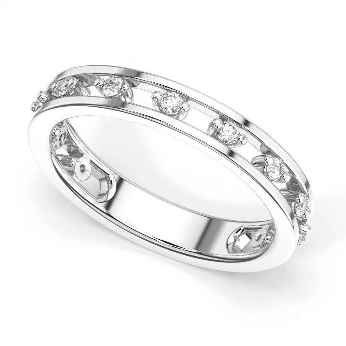 Round Cut 18 Karat White Gold Janet Floating Diamond Ring '1/5 Carat' For Sale