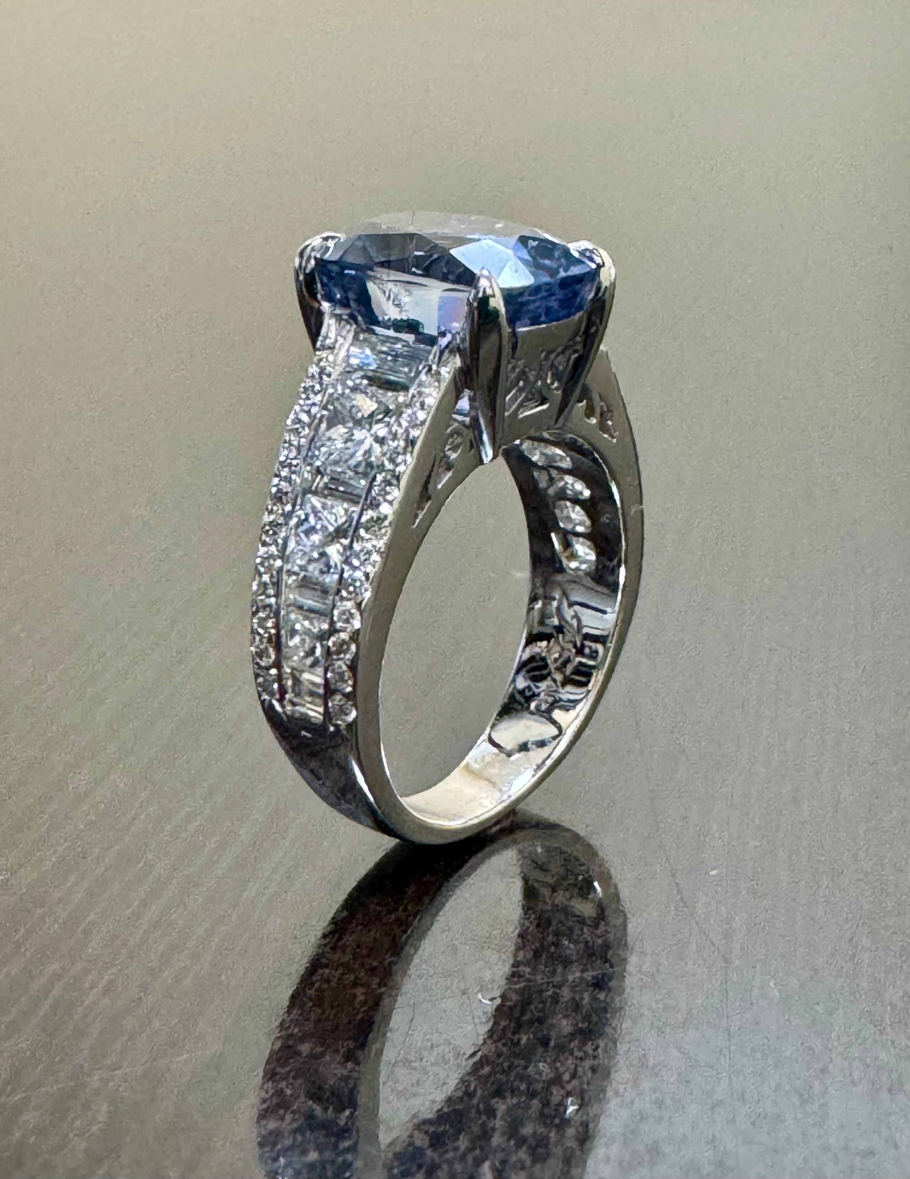 18K White Gold JB Star Diamond GIA Certified 8.12 Carat No Heat Sapphire Ring For Sale 4