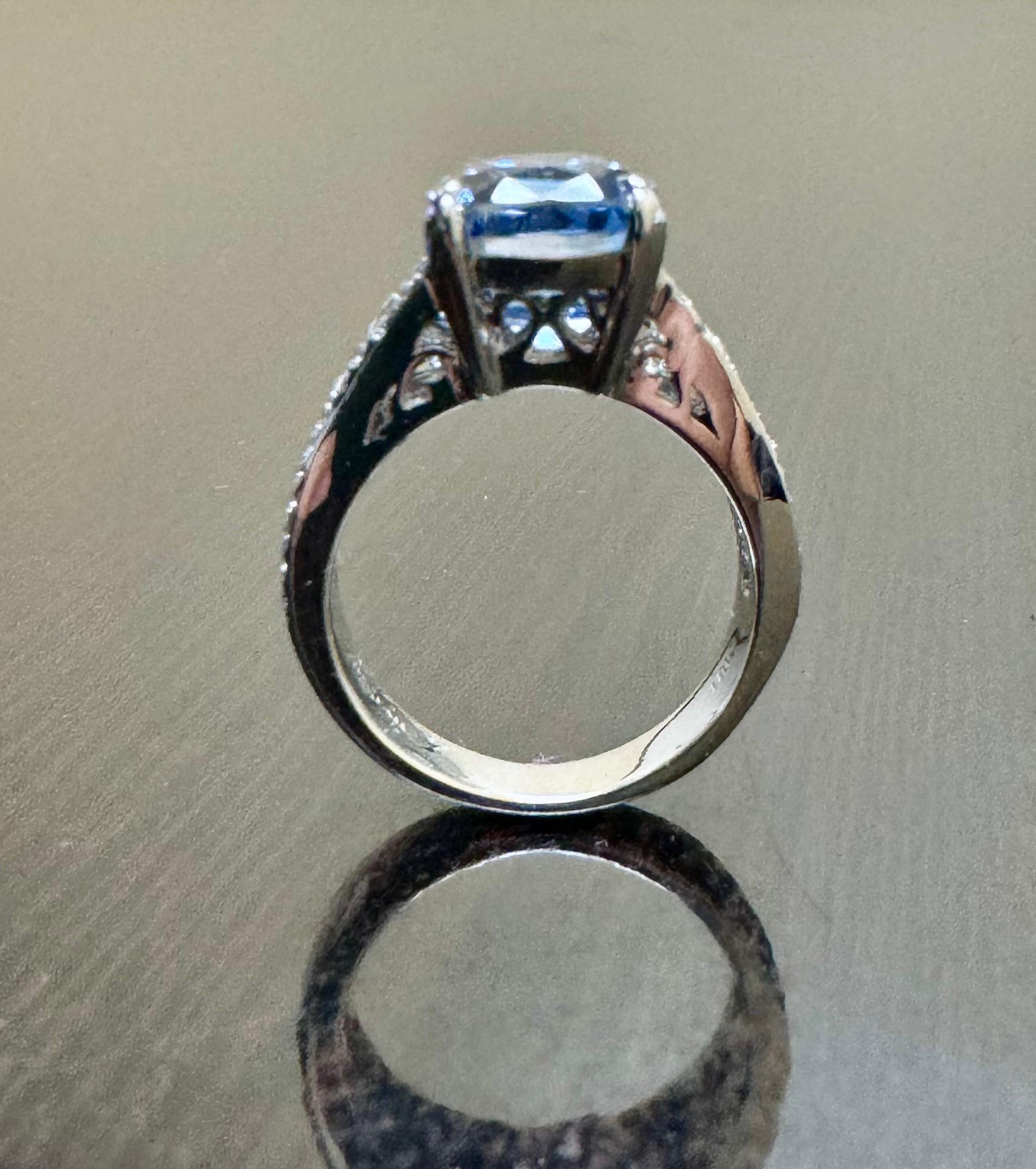 18K White Gold JB Star Diamond GIA Certified 8.12 Carat No Heat Sapphire Ring For Sale 5