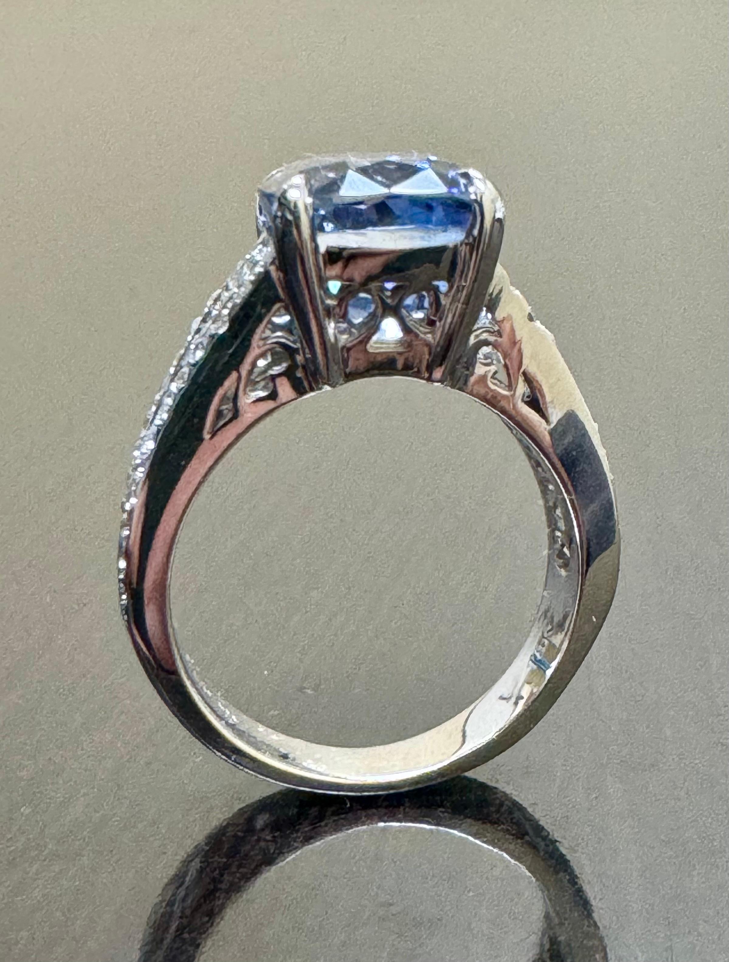 18K White Gold JB Star Diamond GIA Certified 8.12 Carat No Heat Sapphire Ring For Sale 6