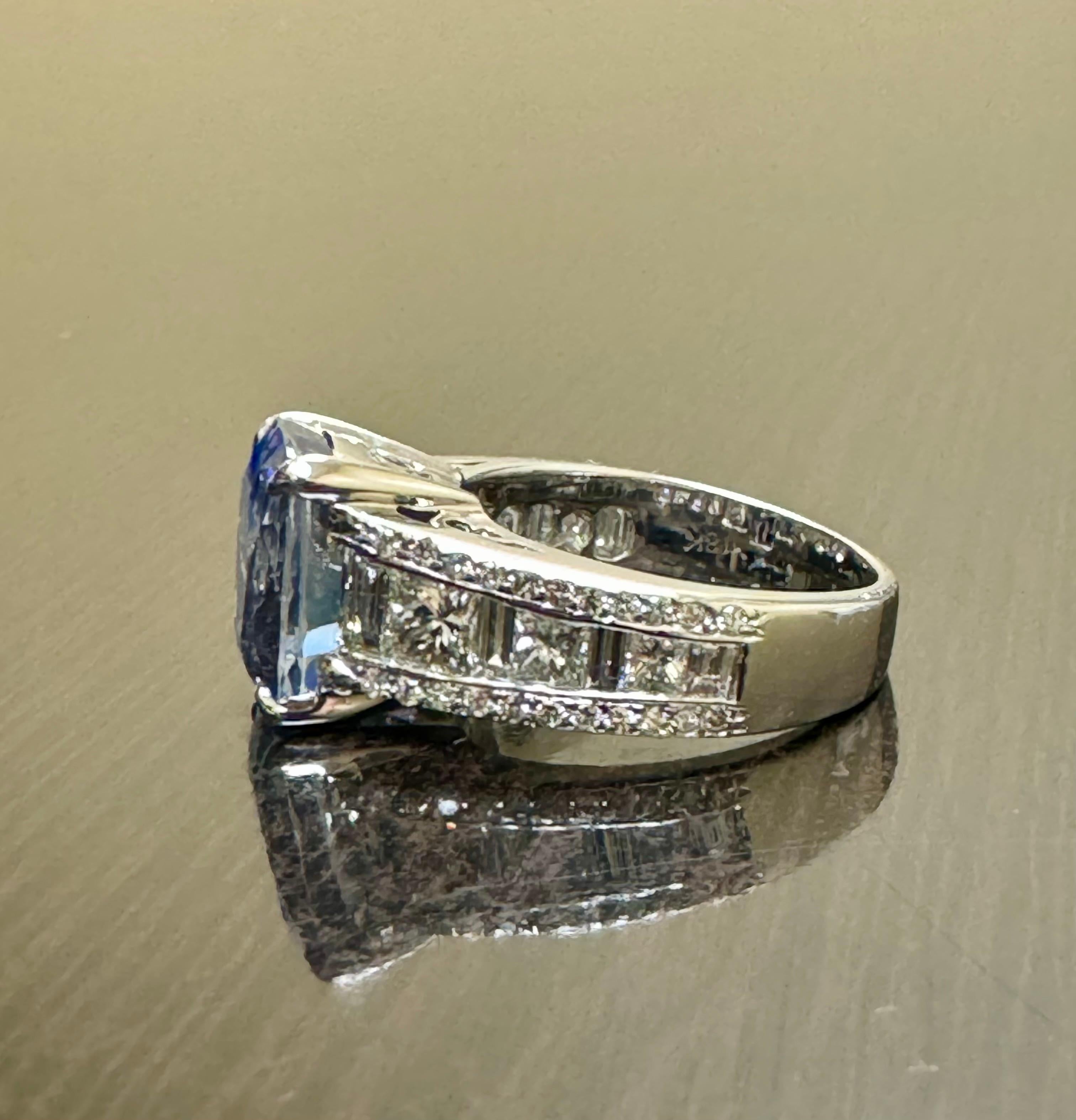 Cushion Cut 18K White Gold JB Star Diamond GIA Certified 8.12 Carat No Heat Sapphire Ring For Sale