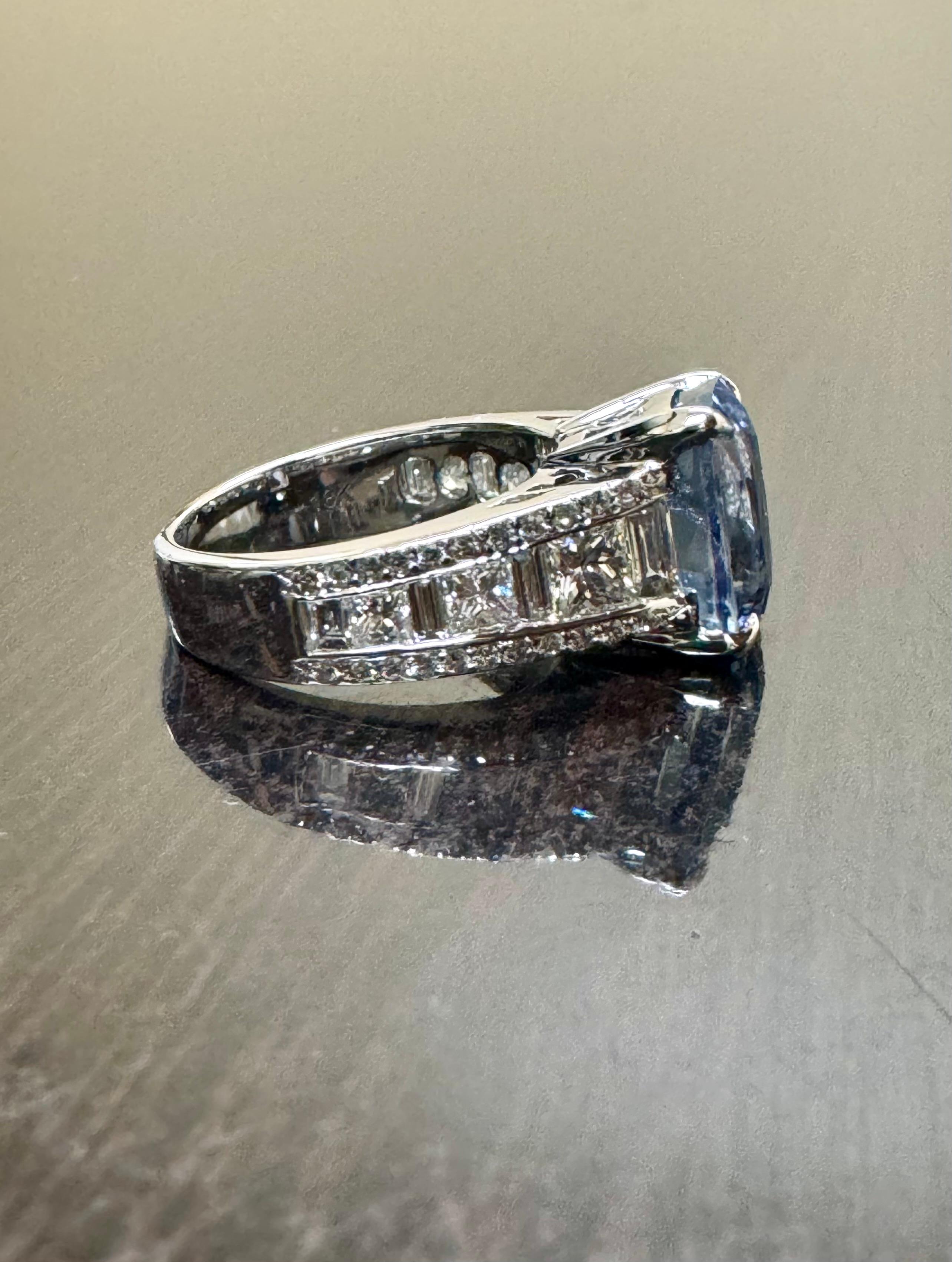 18K White Gold JB Star Diamond GIA Certified 8.12 Carat No Heat Sapphire Ring In New Condition For Sale In Los Angeles, CA