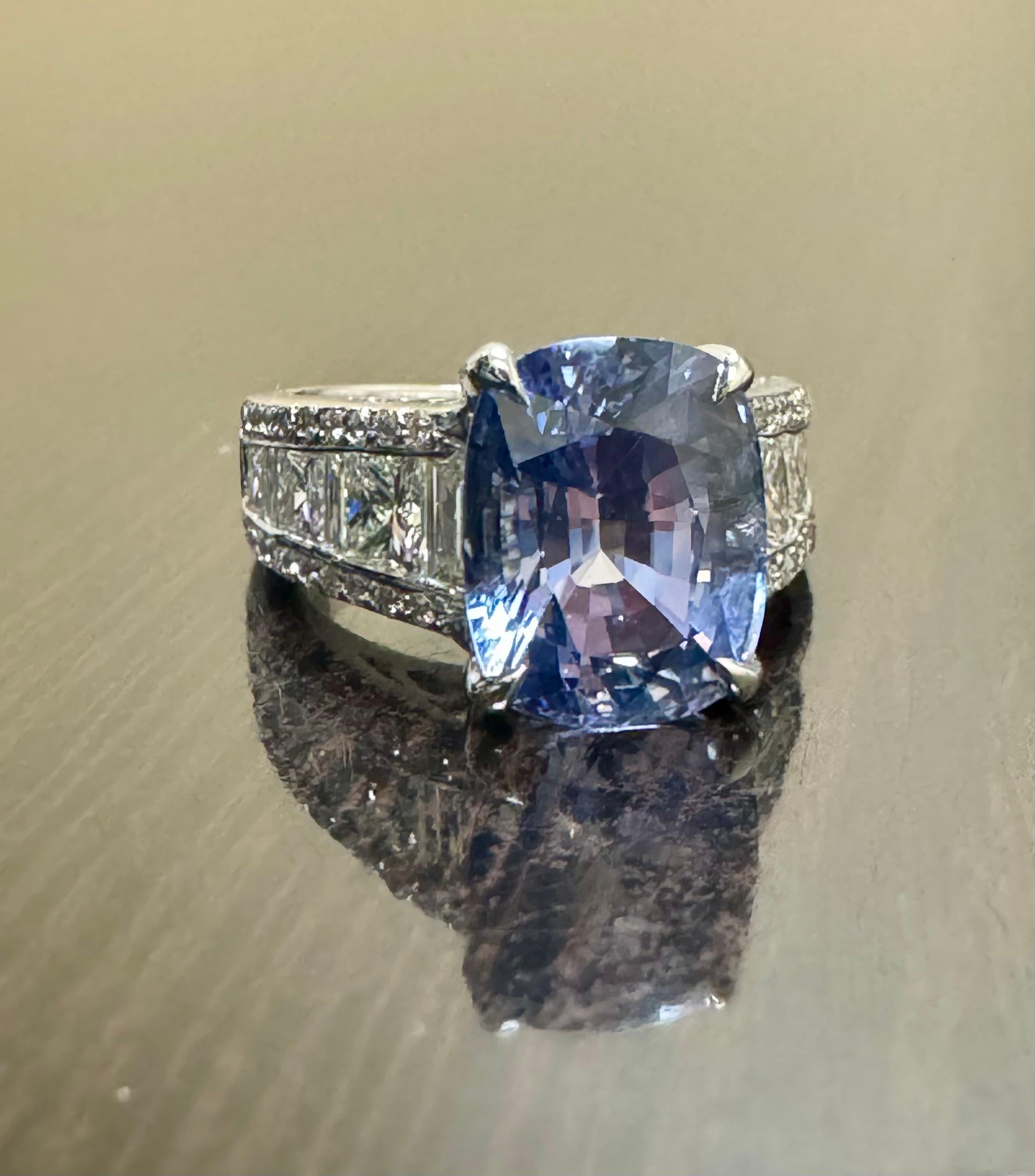18K White Gold JB Star Diamond GIA Certified 8.12 Carat No Heat Sapphire Ring For Sale 1