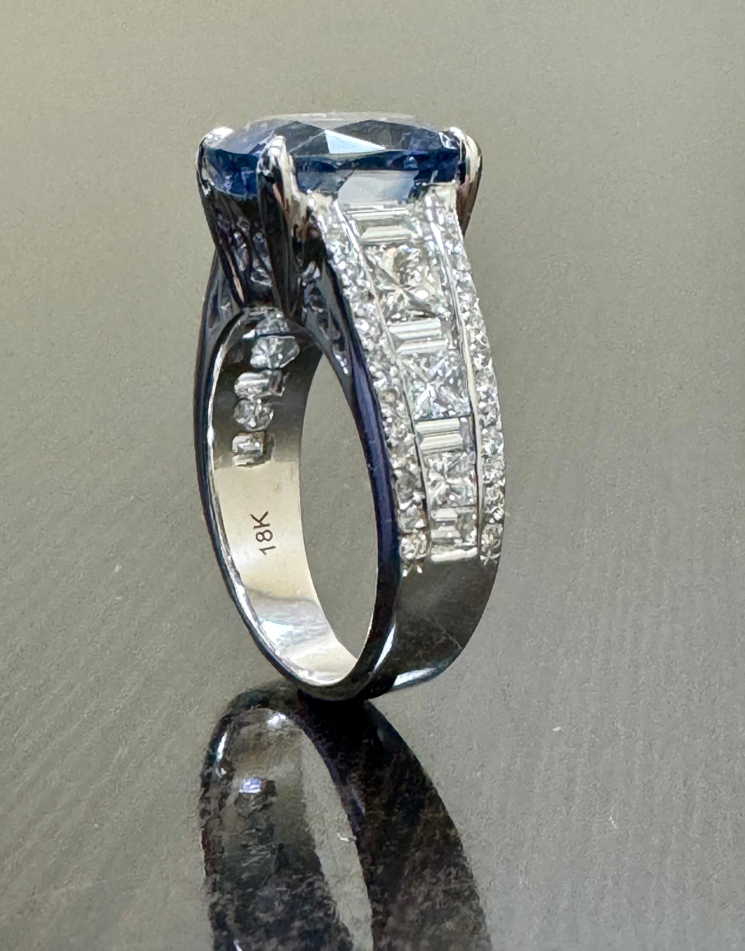 18K White Gold JB Star Diamond GIA Certified 8.12 Carat No Heat Sapphire Ring For Sale 2