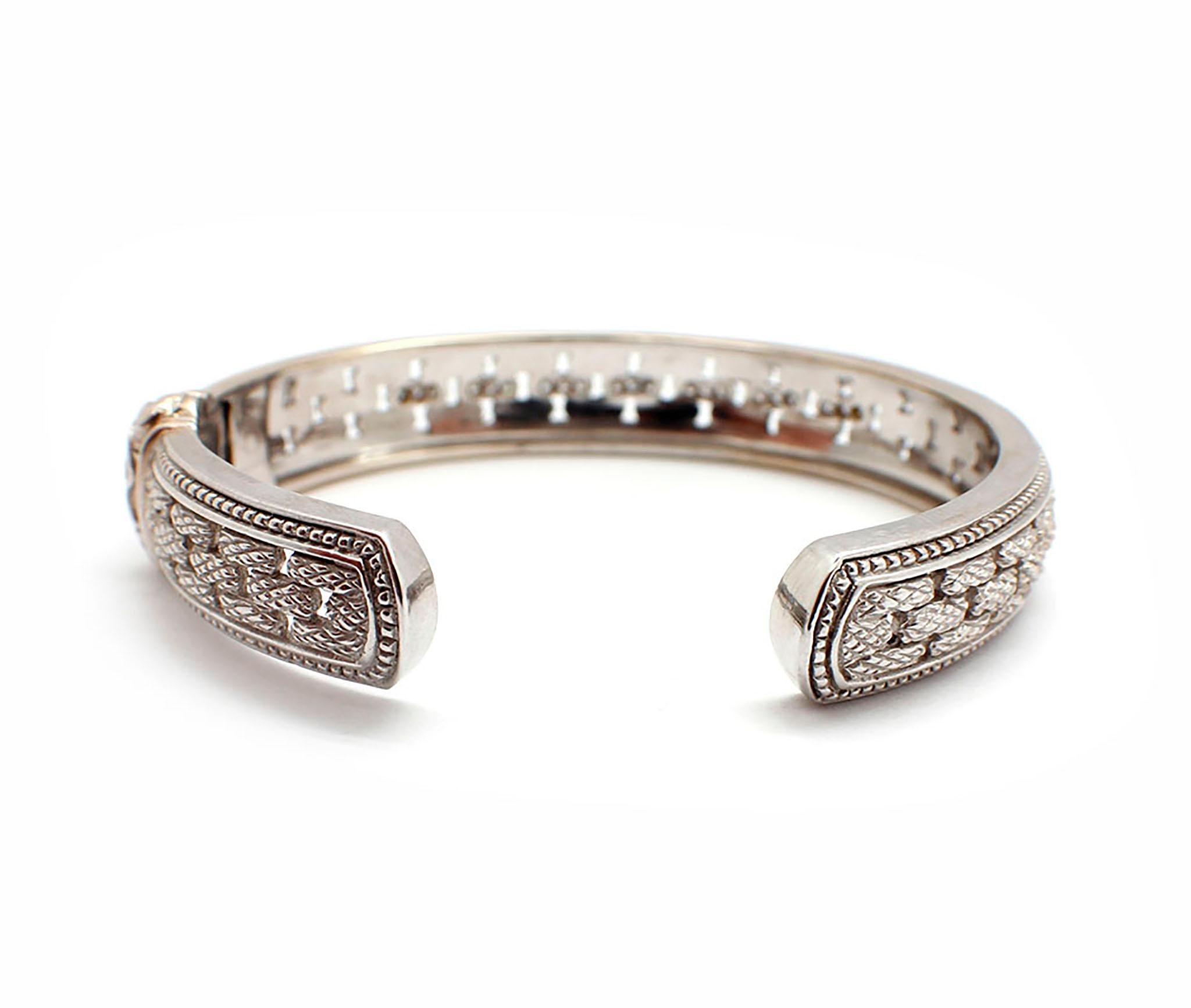 white gold hinged bangle