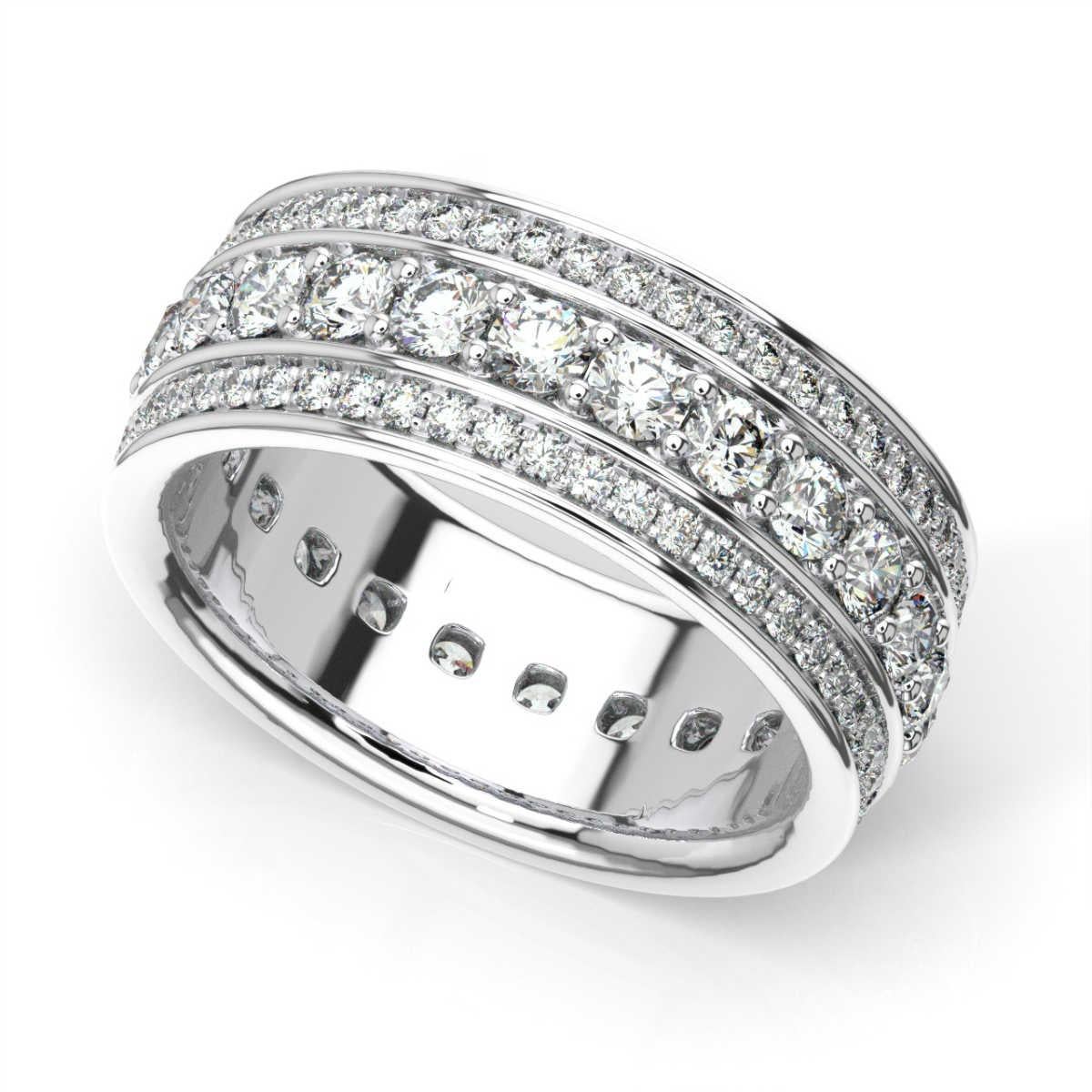 Round Cut 18K White Gold Katharine Eternity Diamond Ring '2 Ct. Tw' For Sale