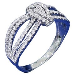 Anillo Hueco Nudo de Oro Blanco de 18 K con Diamantes Naturales