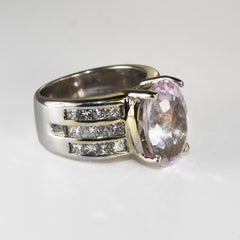 18K White Gold Kunzite and Diamond Ring 13.7g