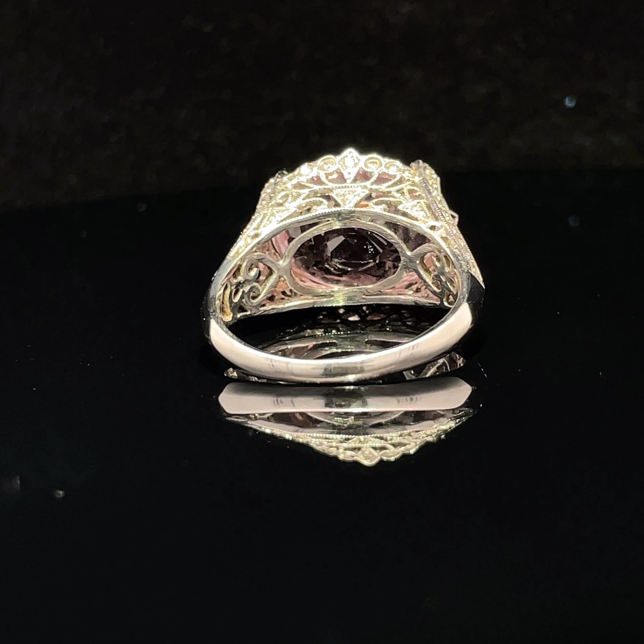 18k Weißgold Kunzit und Diamant Ring im Angebot 4