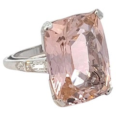 Oro Blanco 18k Kunzita/Morganita Y Diamantes Blancos