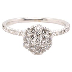 18K White Gold Ladies Cluster Invisible Diamond Anniversary Ring