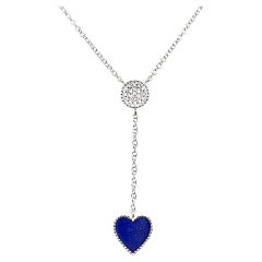 Collier lariat en or blanc 18 carats, lapis-lazuli Cts 0,59 et diamants ronds