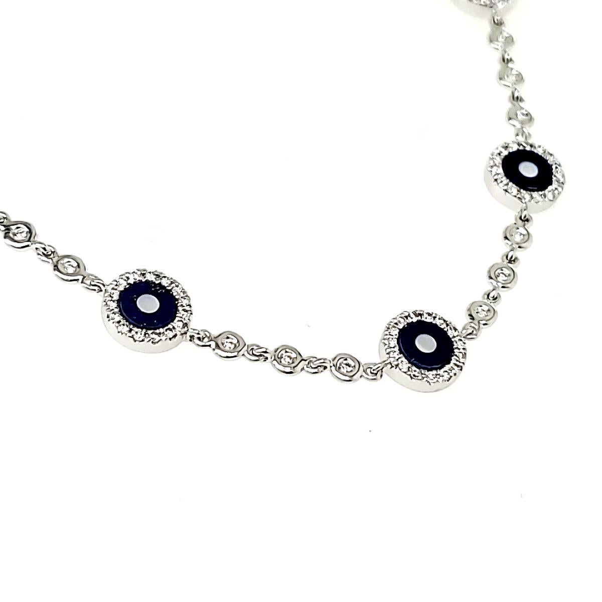 Pulsera de Oro Blanco 18k Lapislázuli Cts 0.91 y Diamante Redondo Contemporáneo en venta