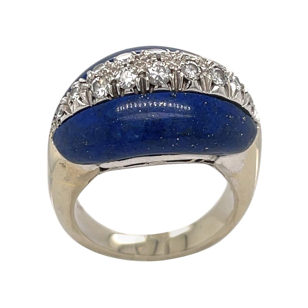 18k White Gold Lapis Lazuli & Diamond Ring