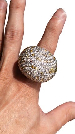 18K White Gold Large Cocktail Ring Natural Diamonds and Sapphires approx. 19 CTW