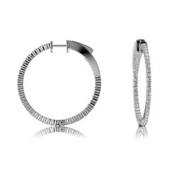 18 Karat White Gold Large Hoop Insideout Diamond Earrings '1 1/10 Carat'