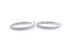 18 Karat White Gold Large Oval Diamond Hoop Earrings