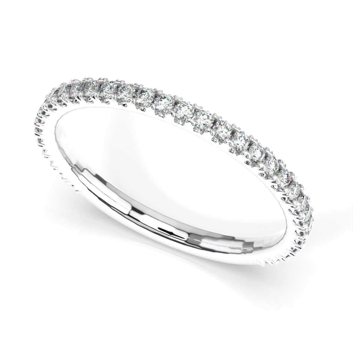 Round Cut 18K White Gold Lauren French Pave Ring '1/3 Ct. tw' For Sale