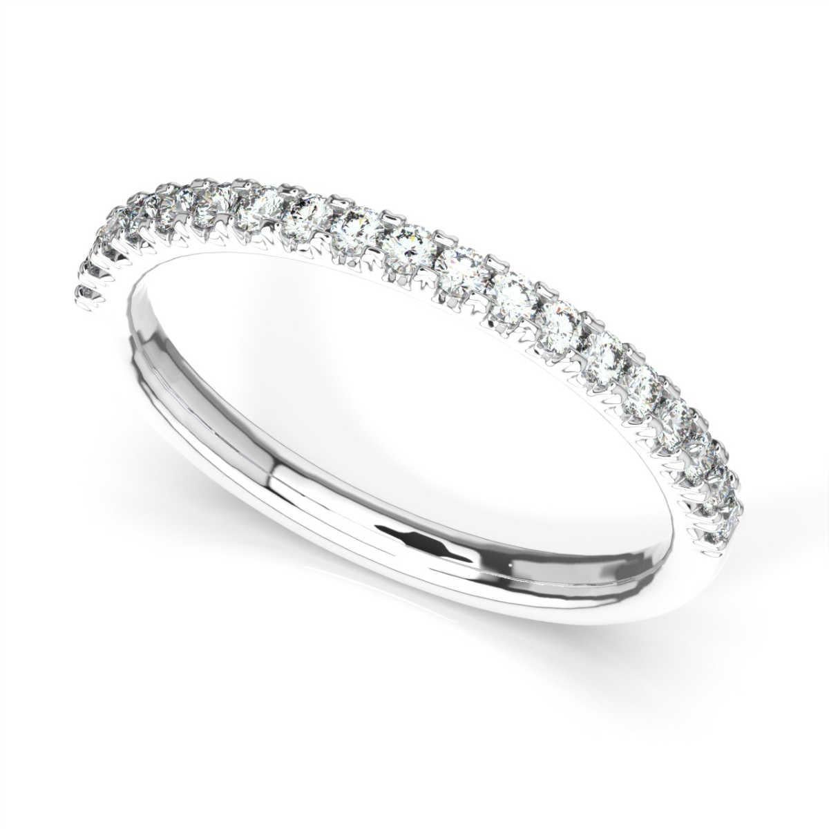 Round Cut 18K White Gold Lauren French Pave Ring '1/4 Ct. tw' For Sale
