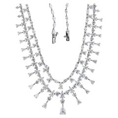 18K White Gold 21.51Ct Multi Cut Diamond Layered Choker Necklace