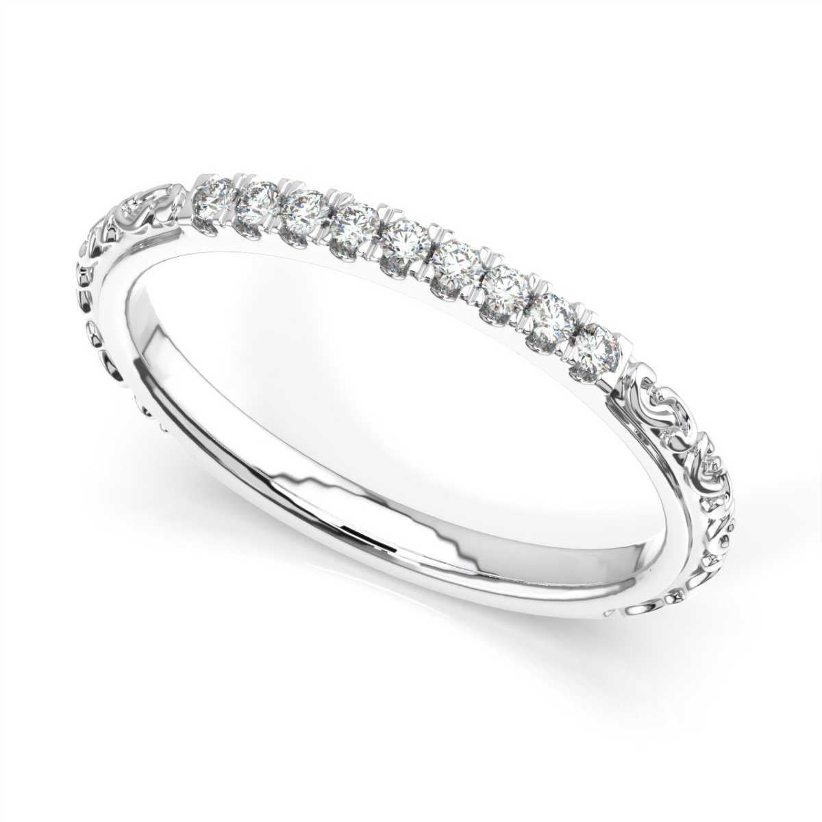 Taglio rotondo Anello con diamante Leia in oro bianco 18 carati 