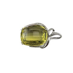 18K White Gold Lemon Quartz and Diamond Pendant #22763