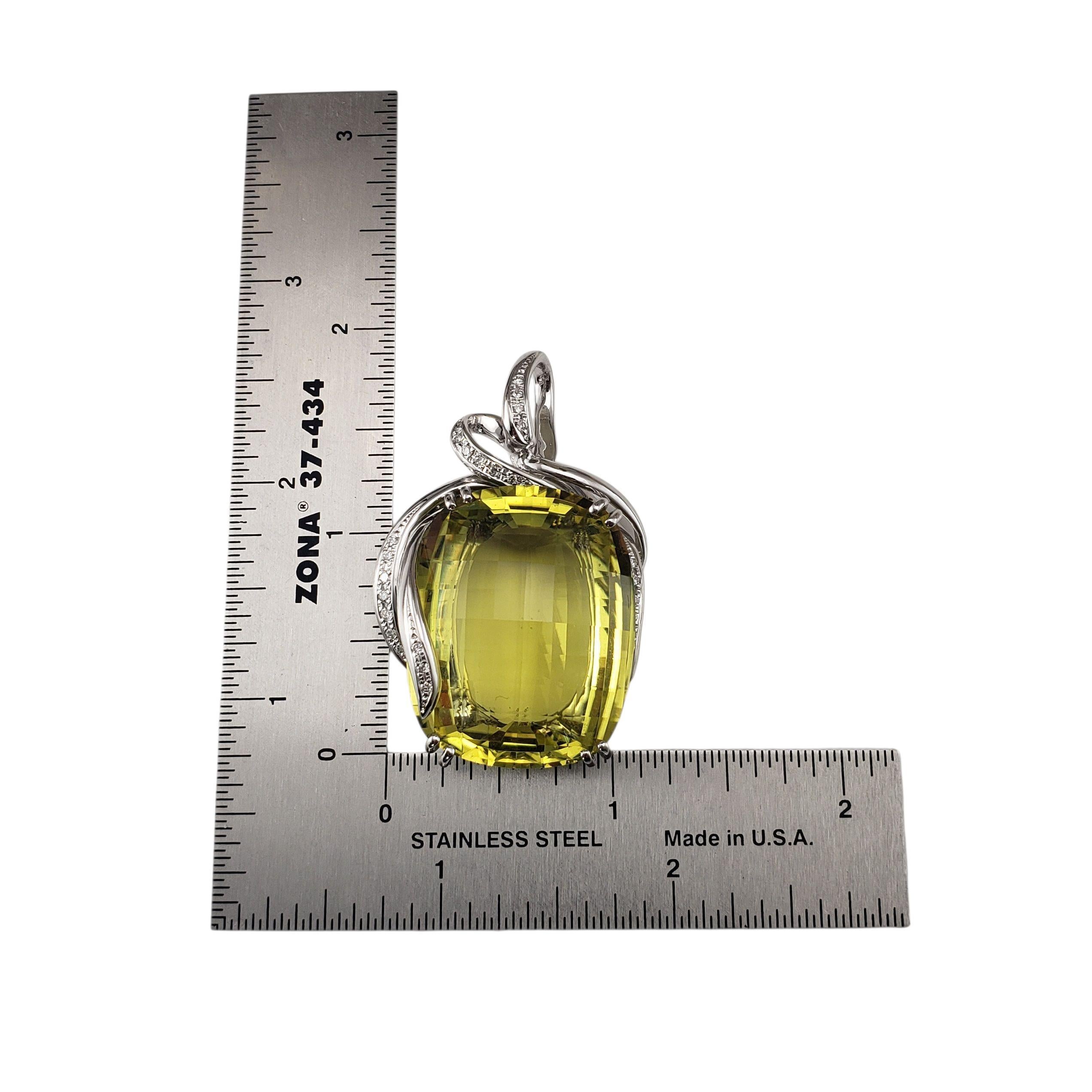 Ciondolo in oro bianco 18K con quarzo limone e diamanti #22763 in vendita 1