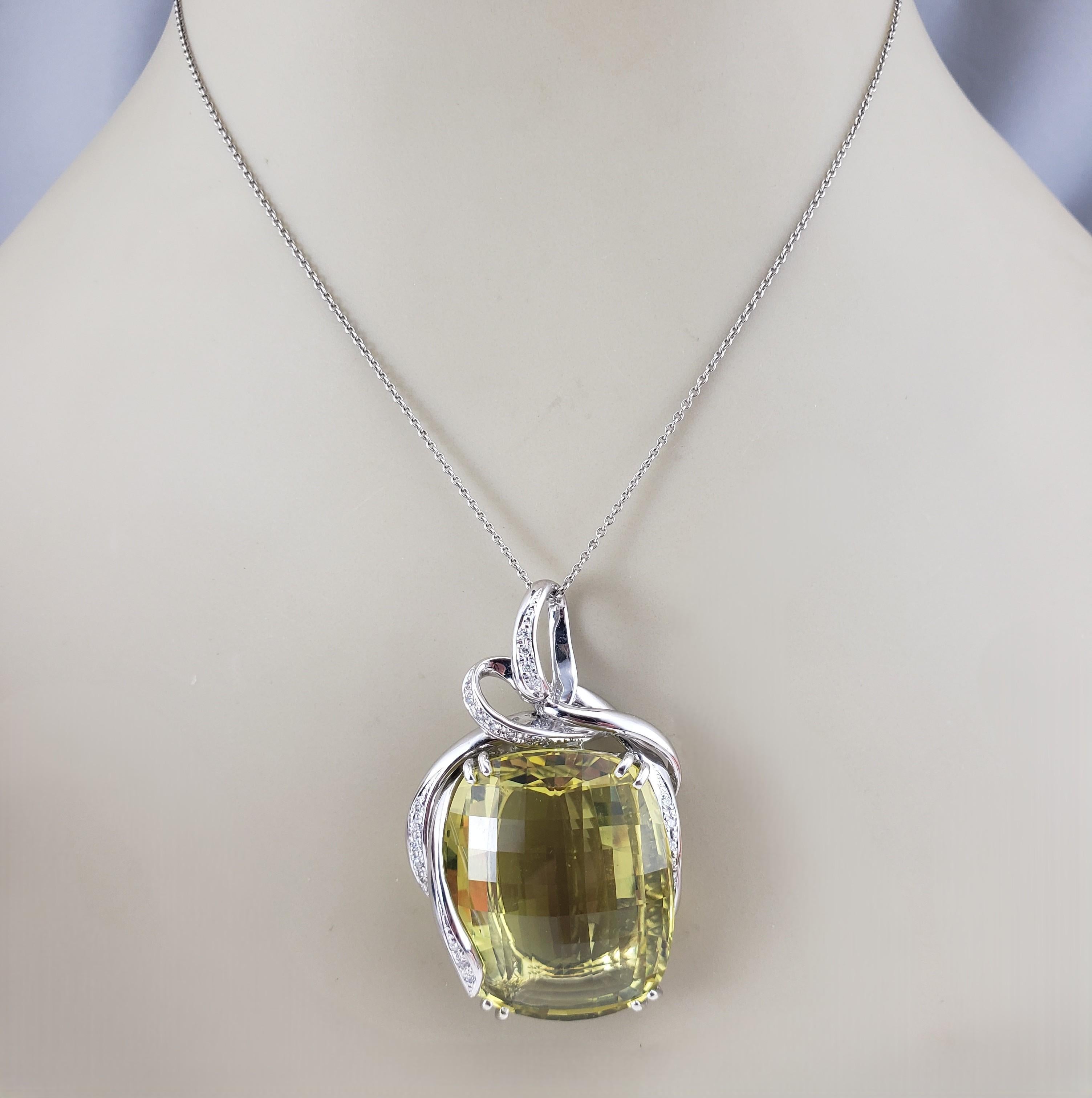 Ciondolo in oro bianco 18K con quarzo limone e diamanti #22763 in vendita 2
