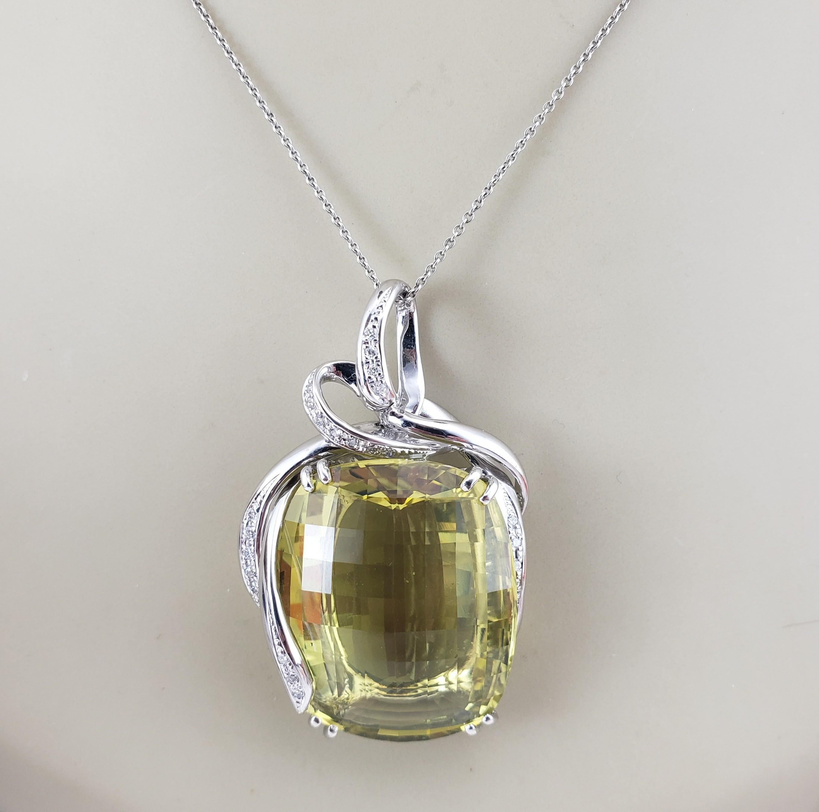 Ciondolo in oro bianco 18K con quarzo limone e diamanti #22763 in vendita 3