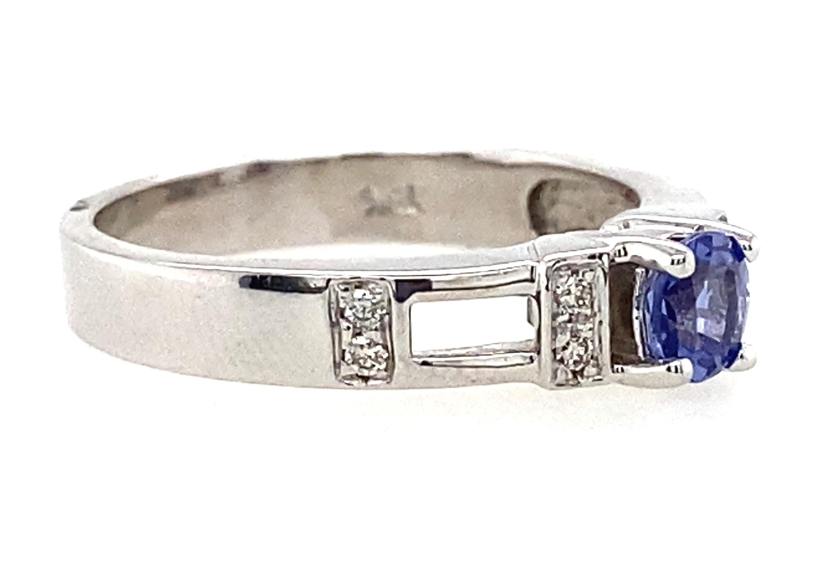 Women's or Men's 18k White Gold LeVian Tanzanite and Diamond Ring For Sale